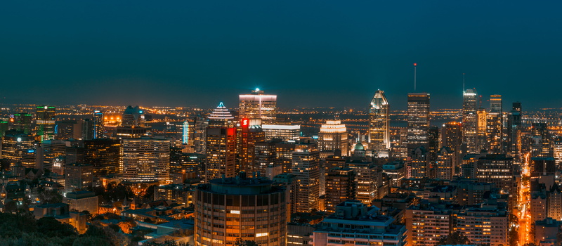 cyan, montréal, architecture, building, urban, building exterior, canada, landscape, illuminated, nightlife, 5K, longexposure, cityscape, dusk, travel destinations