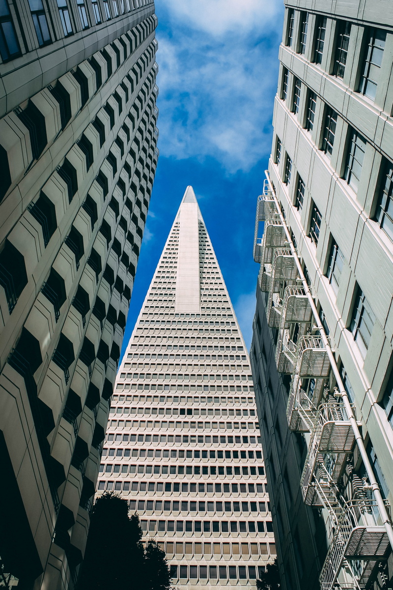 tall, buildings, 4K, office building exterior, stairs, building, city, day, blue, building exterior, nature, skyscraper, daytime, cloud - sky, low angle view