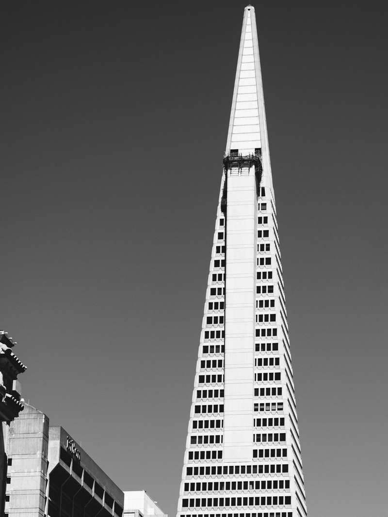 b/w, transamerica building, city, california, modern, tall - high, travel destinations, united states, transamerica pyramid, sf, office building exterior