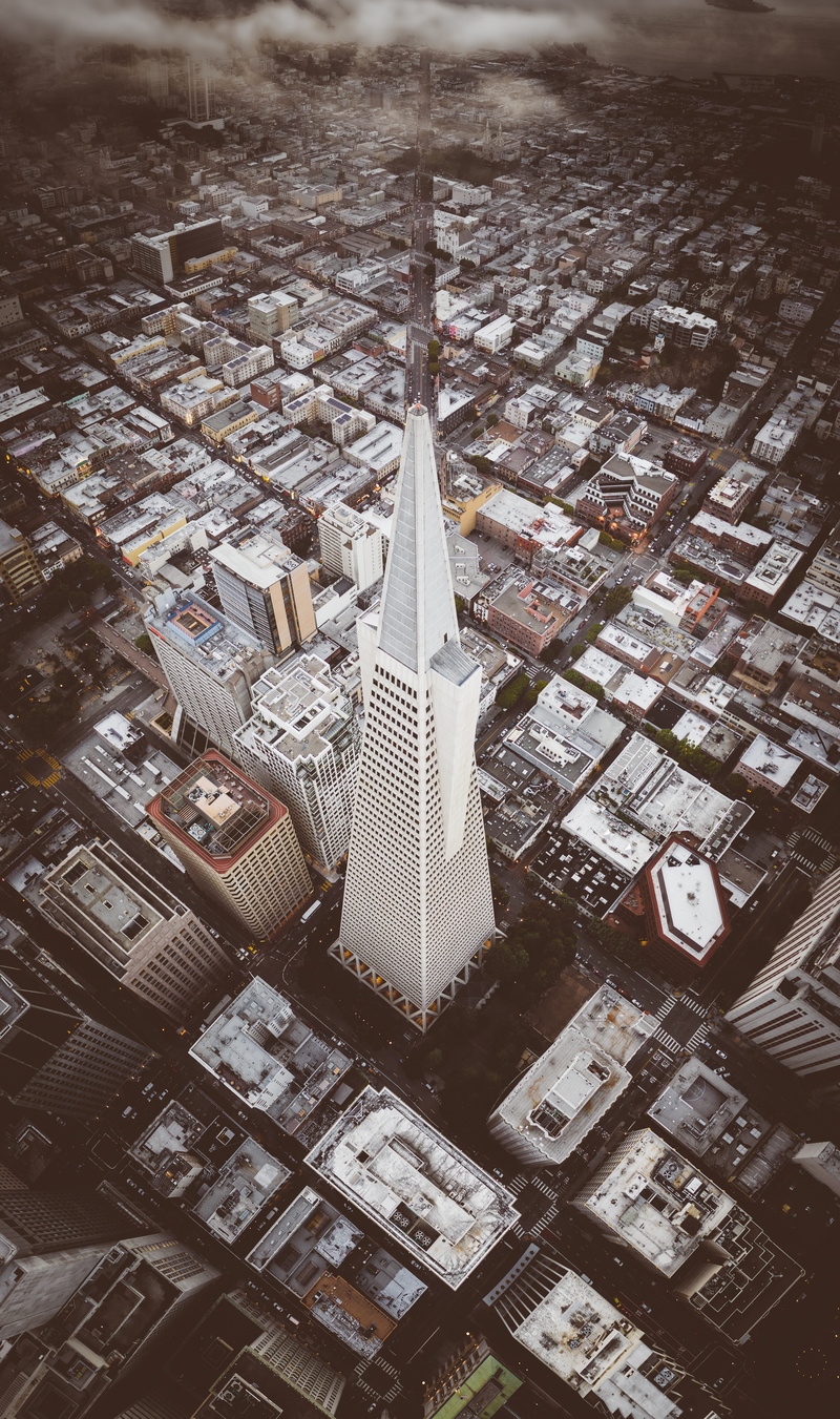 office, aerial view, cityscape, office building exterior, built structure, nature, downtown, transamerica pyramid, landscape, city, architecture, building