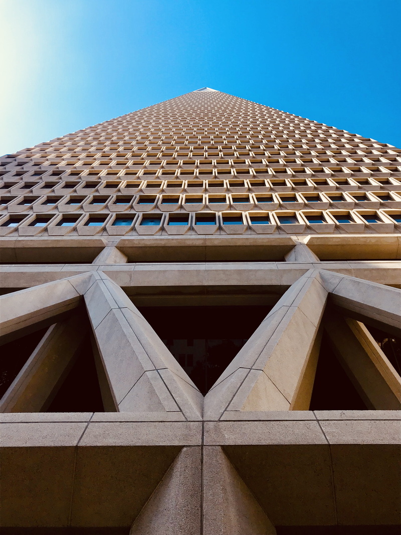 clear sky, fir, architecture, travel destinations, transamerica pyramid, window, sphere, sky, nature, skyscraper, building, staircase, building exterior