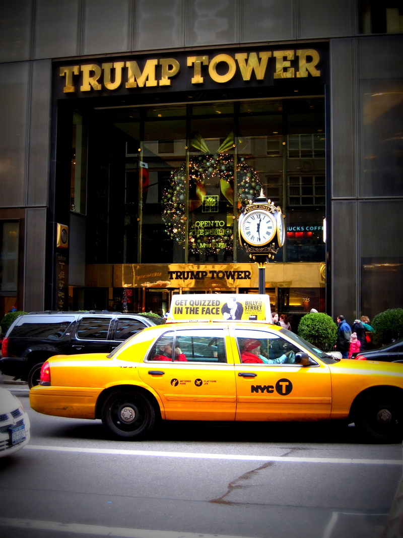 motor vehicle, mode of transportation, manhattan, day, yellow, text, nyc, taxi cab, urban Scene, outdoors, manhattan - New York City, city Life, trump tower