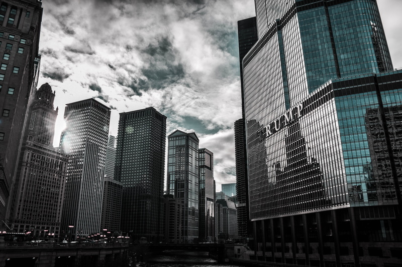 trump tower, nature, city, architecture, cityscape, sunset, city life, tall - high, street, built structure, clouds, downtown, urban, outdoors, reflection