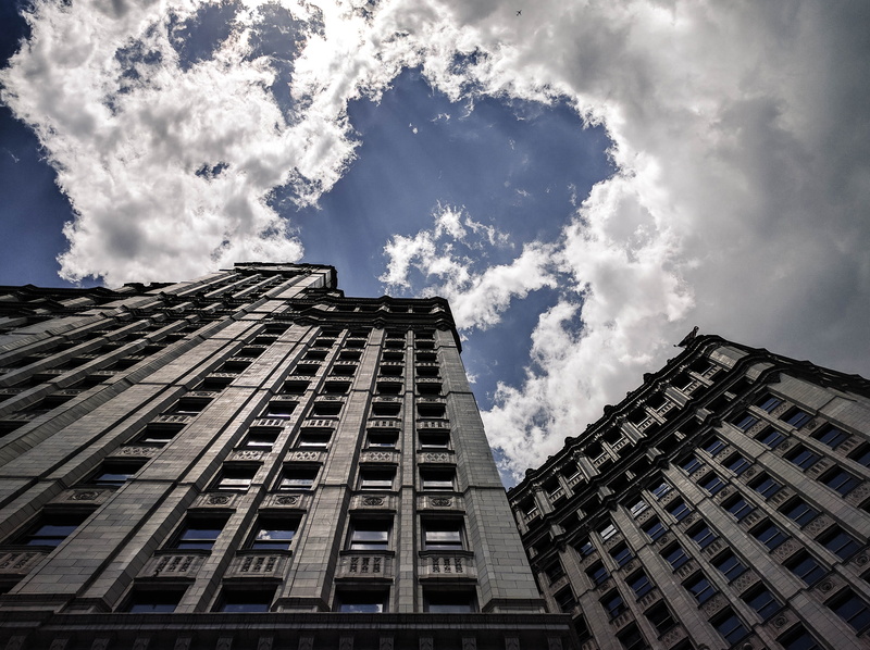 cloud - sky, no people, sky, office, tower, tall - high, directly below, city, buildings, skyscraper, window, building, 2K, modern, architecture, outdoors