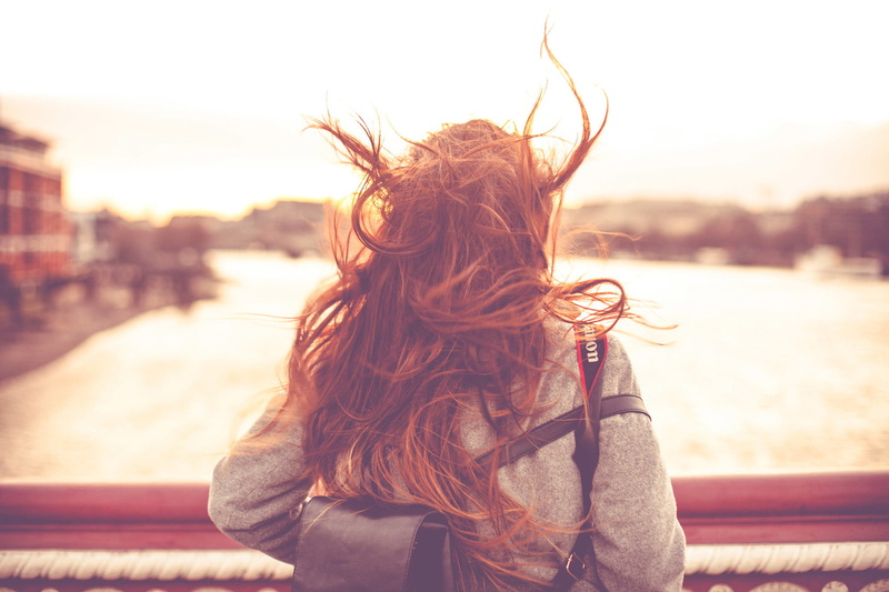 leisure activity, water, young women, sunlight, wind, women, tousled hair, long hair, young adult, A windy day in London, nature, focus on foreground, adult