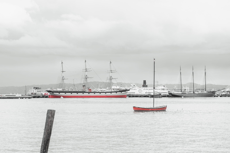 port, pole, boat, freighter, no people, young, dock, water, cold temperature, barge, day, watercraft, wannabe, san francisco, ship, vehicle, sky, vessel