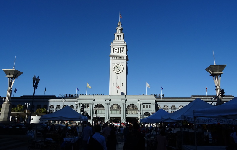 group of people, landmark, 2K, real people, travel destinations, architecture, port, building, ferry building, waterfront, time, clock, san francisco