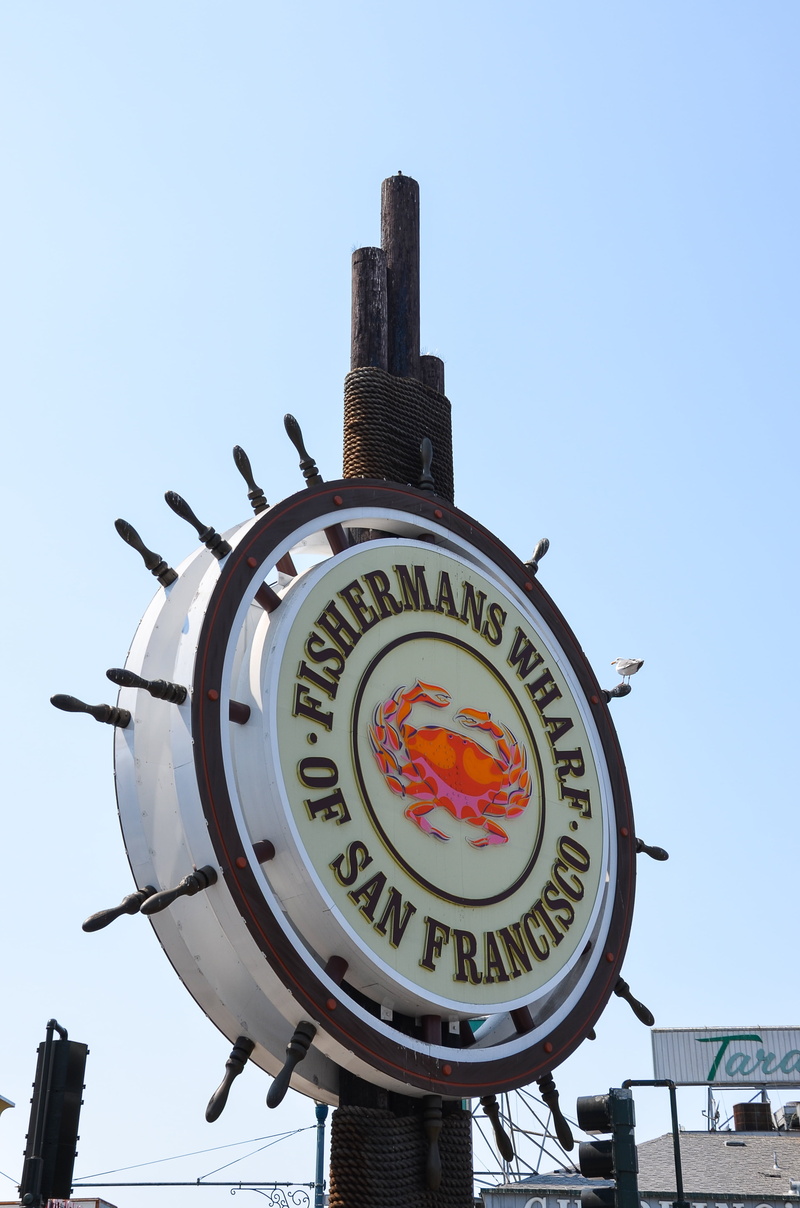 4K, wheel, western script, copy space, text, san francisco, sky, fishermans wharf, nature, symbol, california, outdoors, circle, architecture, blue, metal