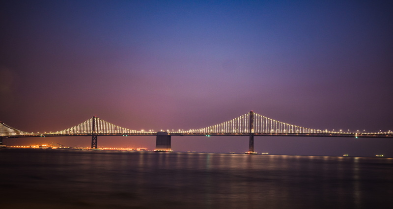 nature, town, san francisco, building, oakland bay bridge, landscape, illuminated, connection, city, 5K, dock, light, water, sky, pier, bridge - man made structure