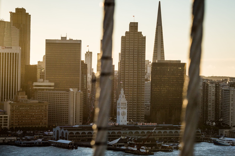 built structure, sunset, oakland view, travel destinations, bay bridge trail, san francisco, modern, skyscraper, outdoors, tall - high, building exterior