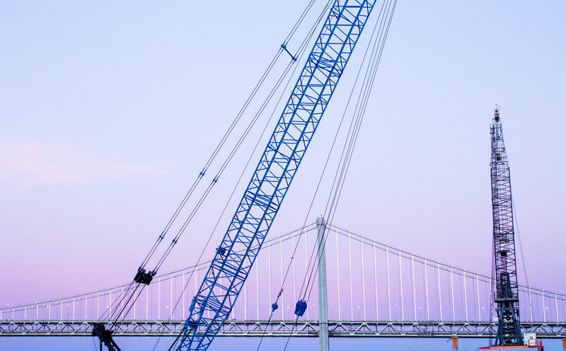 travel destinations, no people, 5K, machinery, clear sky, construction, outdoors, transportation, city, bay bridge, san francisco, built structure, bridge - man made structure