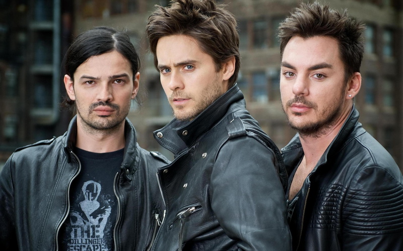 30 seconds to mars, serious, young adult, House, Band, Members, leather, male friendship, group of people, portrait, headshot, jacket, men, leather jacket