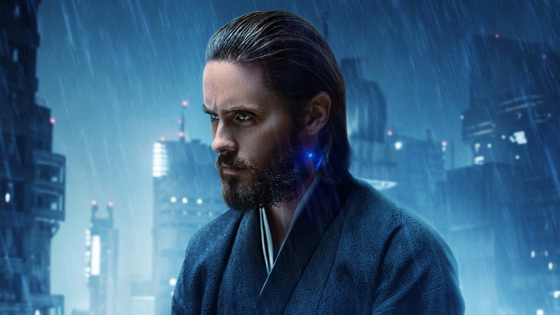 cityscape, outdoors, man, young adult, headshot, looking, adult, office building exterior, Jared Leto, Balde Runner (2017), contemplation, men, city, skyscraper