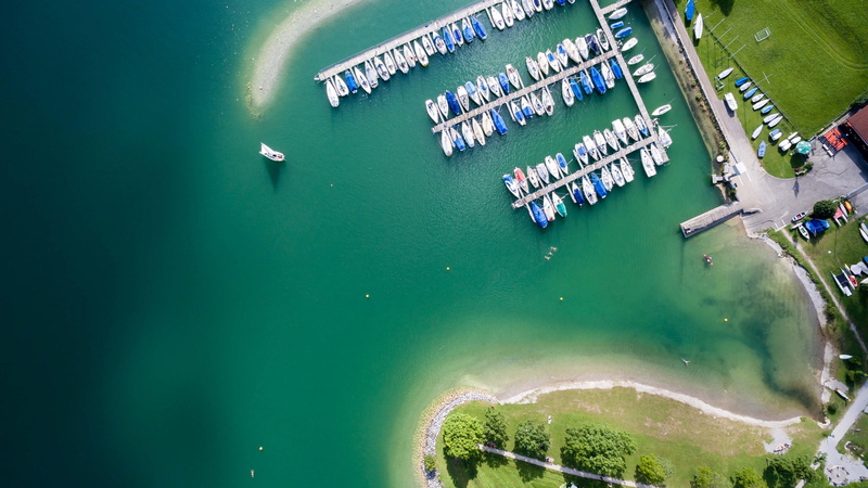 4K, aerial view, harbor, travel destinations, moored, nature, boat, ship, osterreinen, sailboat, boats, sky, travel, mode of transportation, port, architecture