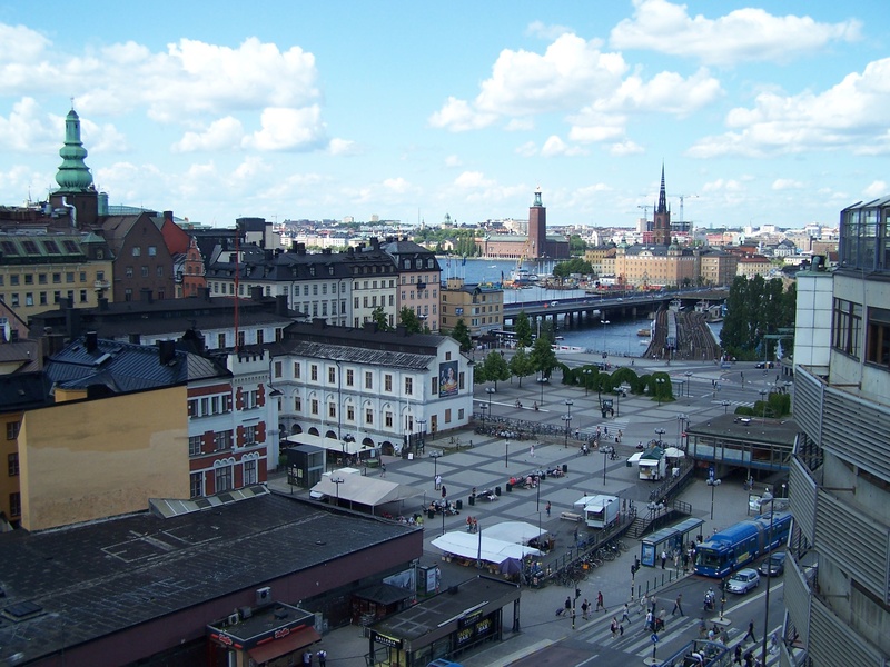 architecture, city museum, transportation, sky, cityscape, day, tower, city, slussen, high angle view, building, travel destinations, outdoors, no people