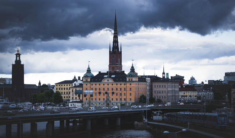 water, city, architecture, bridge - man made structure, stockholm, spirituality, cloud, 5K, travel destinations, cityscape, spire, nature, sweden, travel