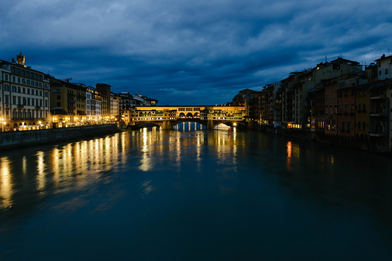 river, florence, italy, water, built structure, 5K, bridge - man made structure, no people, nature, night, building exterior, outdoors, connection, city