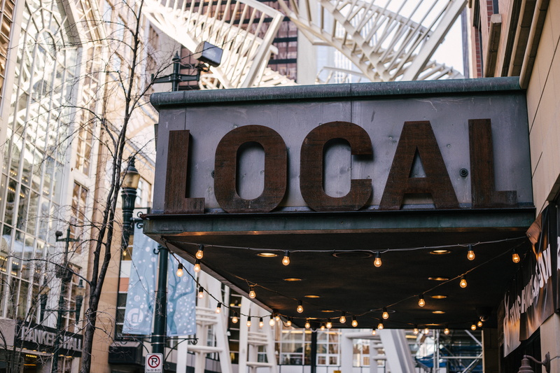 western script, communication, downtown, calgary, lights, city, built structure, decor, text, no people, canada, low angle view, day, store sign, information