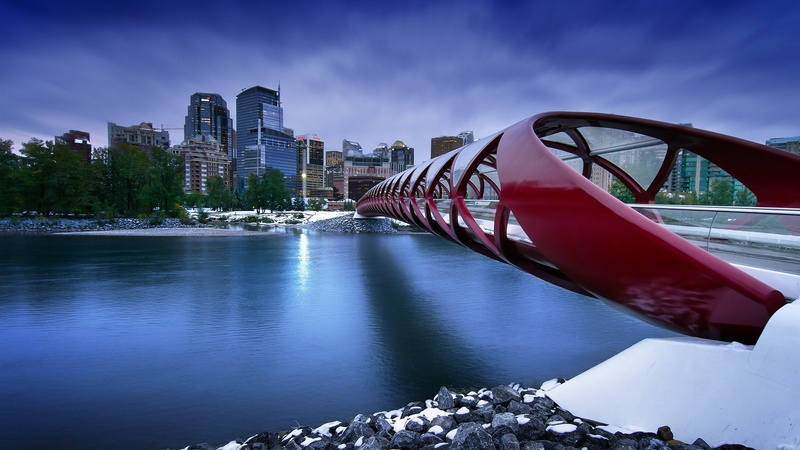 city, bridge, Calgary, 1080P