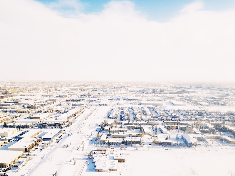 frozen, building, sky, day, scenics - nature, no people, snow, cloud - sky, city, winter, arctic, hotel, canada, calgary, resort, ice, campus, aerial view