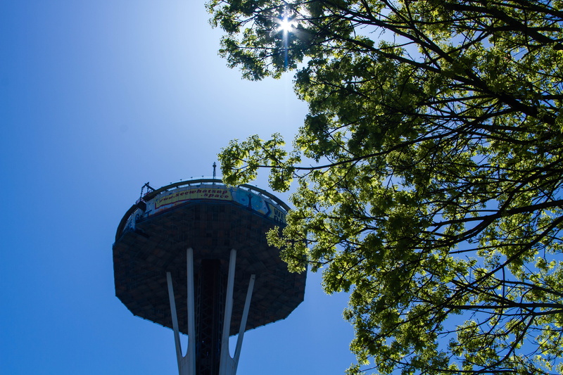 growth, architecture, water conservation, city, sunlight, nature, washington, branch, built structure, united states, tree, seattle, water tower - storage tank