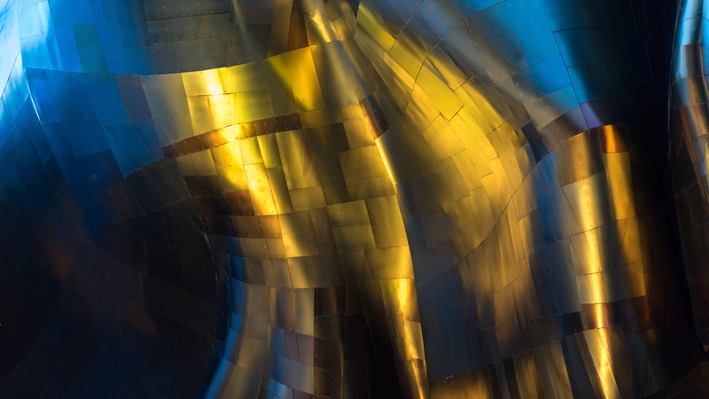 mystery, seattle, sunlight, blue, outdoors, seattle center, silver colored, mode of transportation, museum, united states, shiny, light - natural phenomenon