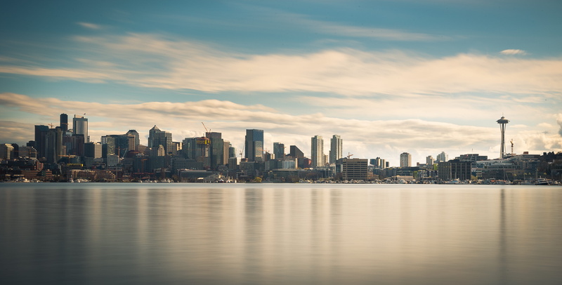outdoors, reflection, space needle, spire, united states, cloud - sky, modern, cityscape, water, no people, office building exterior, skyscraper, landscape
