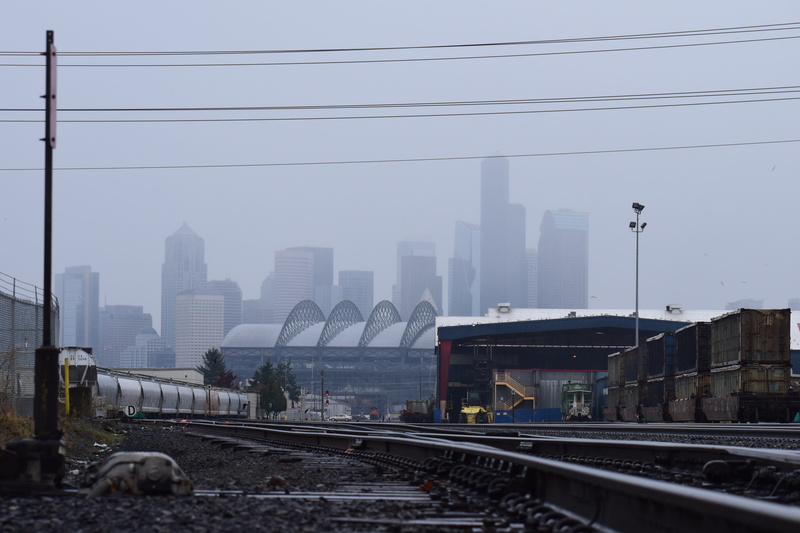seatown, mist, architecture, track, washington, environment, urban, sports, power supply, foggy, outdoors, outdoor, mode of transportation, day, cable
