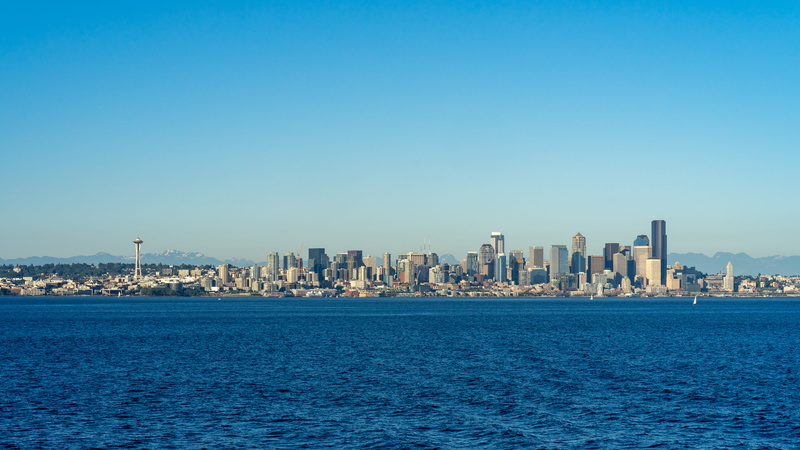 summer, united states, sky, building, skyscraper, puget sound, seattle, columbia tower, skyline, landscape, nature, space needle, architecture, trip, water