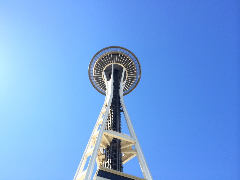sky, tall - high, low angle view, amusement park, washington, communication, day, Washington, building exterior, Seattle, copy space, Space Needle, buildings