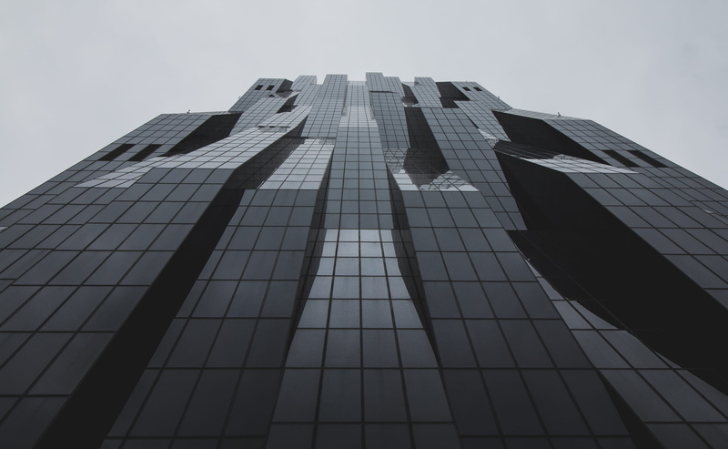 sky, architecture, building, office building exterior, black and white, austria, skyscraper, nature, outdoors, no people, building exterior, tall - high