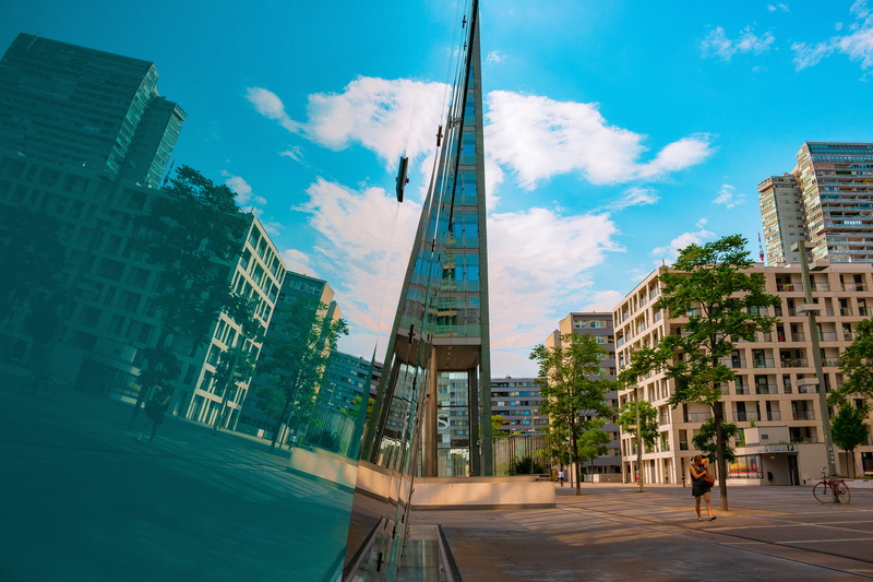 danube city, outdoors, nature, 5K, job, clouds, street, tower, tall - high, residential district, wohnpark donaucity, city life, tree, vienna, building exterior