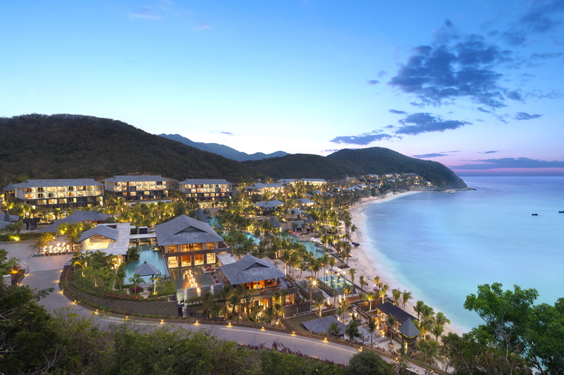 sanya, blue, tree, high angle view, oriental, 4K, land, architecture, beach, mountain, city, nature, built structure, sea, water, bay, plant, Cityscapes