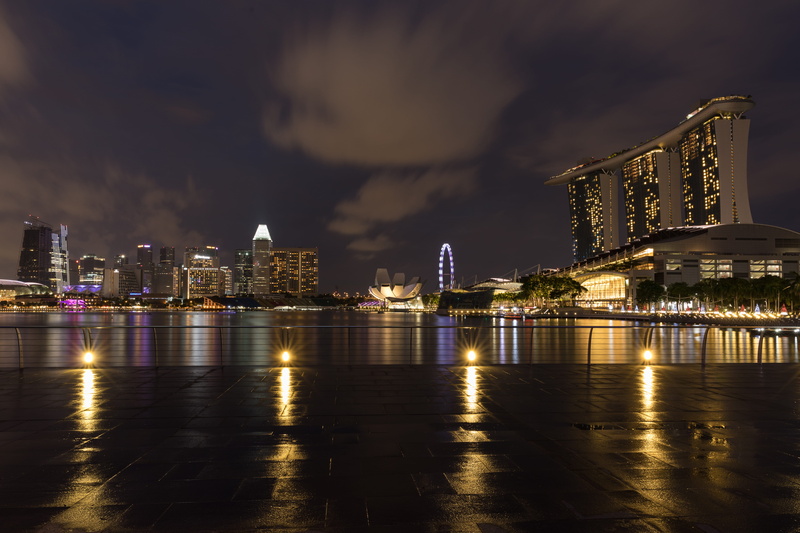 modern, tall - high, illuminated, building, esplanade, reflection, skyscraper, marina bay sands, office building exterior, singapore, architecture, 8 marina blvd