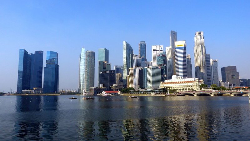waterfront, flyer, cityscape, sky, landscape, building, skyscraper, bay, office, singapore, sea, 1080P, urban, outdoors, architecture, office building exterior