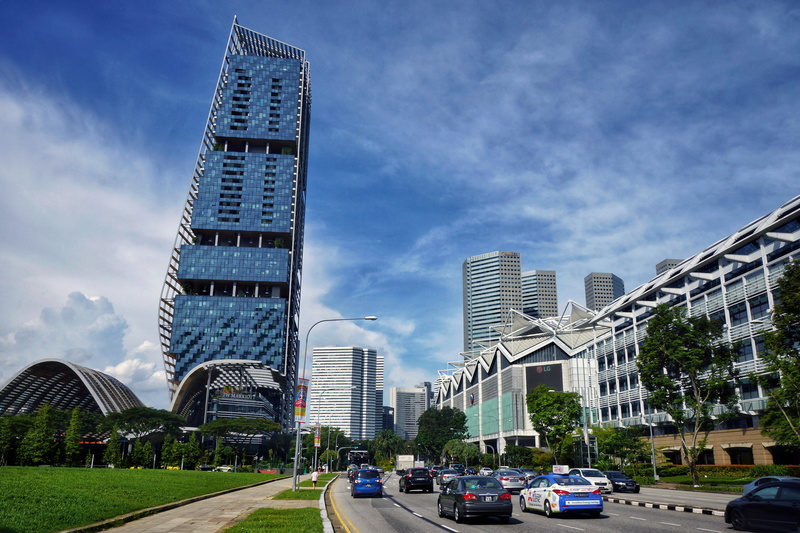 5K, built structure, motor vehicle, office, modern, skyscraper, clouds, tourism, office building exterior, city, travel destinations, urban, transportation