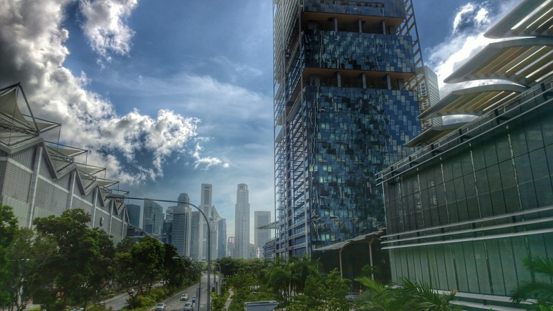 built structure, tree, no people, skyscraper, transportation, suntec city, south beach, bridge - man made structure, nature, office building exterior, skyline