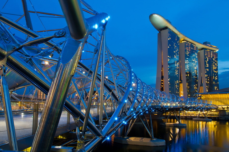 helix, singapore, evening, 1080P, bridge