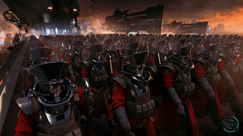 Endless Space 2, artwork, Amplitude Studios, soldier, army, Aurelien Rantet, spaceship, uniform, video game art, digital art, armor, science fiction, 1080P