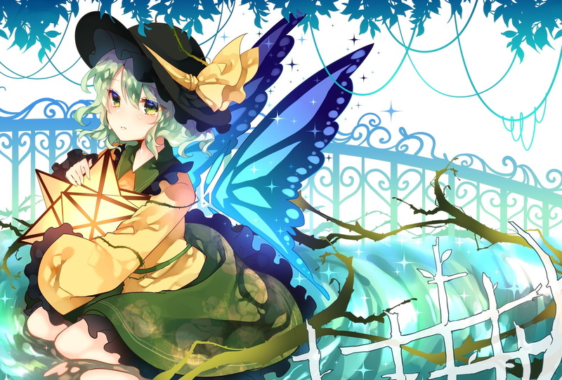 1080P, wet, multi colored, anime girls, anime, human representation, craft, yellow, art and craft, Touhou, low angle view, close-up, day, indoors, plant