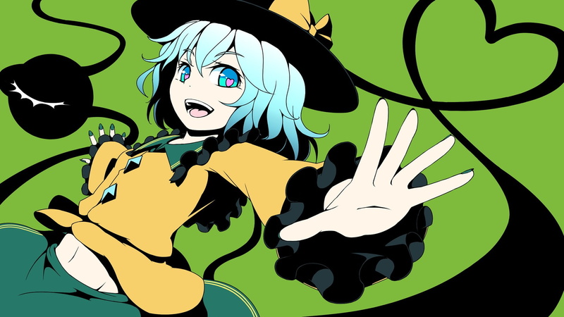 anime, anime girls, 1080P, Touhou, Komeiji Koishi, blue eyes, smiling, blue hair