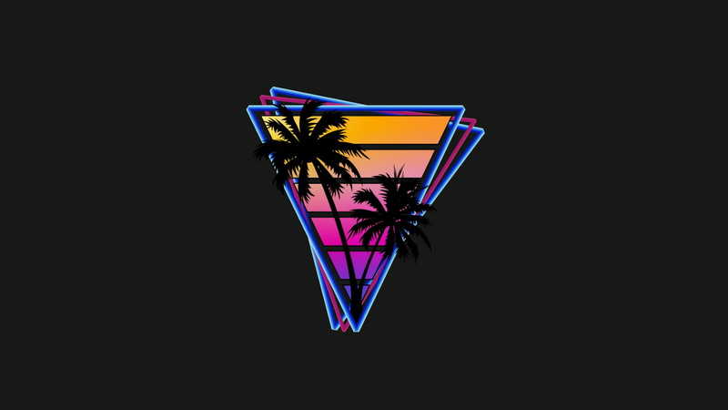 90s, grey, triangle, vaporwave, palm trees, 2K
