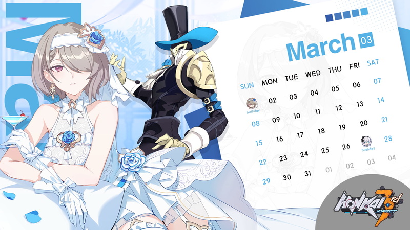 1080P, digital art, Honkai Impact 3rd, artwork, video games, anime girls, shoulder length hair, Honkai Impact, Rita Rossweisse, purple eyes, calendar
