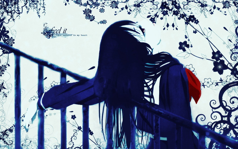 winter, rear view, flowers, leisure activity, school uniform, people, railing, 720P, low angle view, art and craft, outdoors, plant, day, Enma Ai, cold temperature