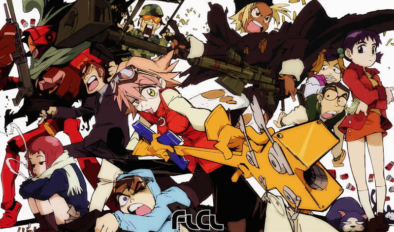 FLCL, Takkun (FLCL), Haruko Haruhara, Canti (FLCL), Amarao (FLCL), Gaku Manabe, 2K, Kitsurubami (FLCL), Junko Miyaji, Anime, Naota Nandaba, Masashi Miyamoto
