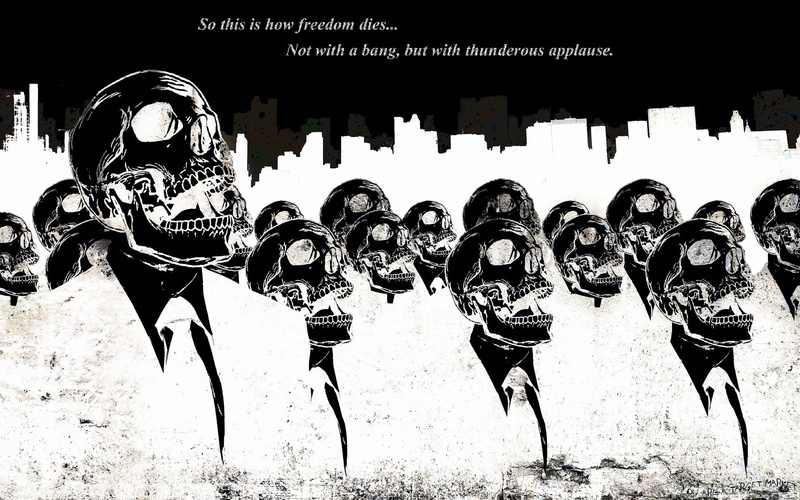 skulls, obey, 1080P, crowd, Rebel, Obedience, Through, Dark, political, horror, anarchy