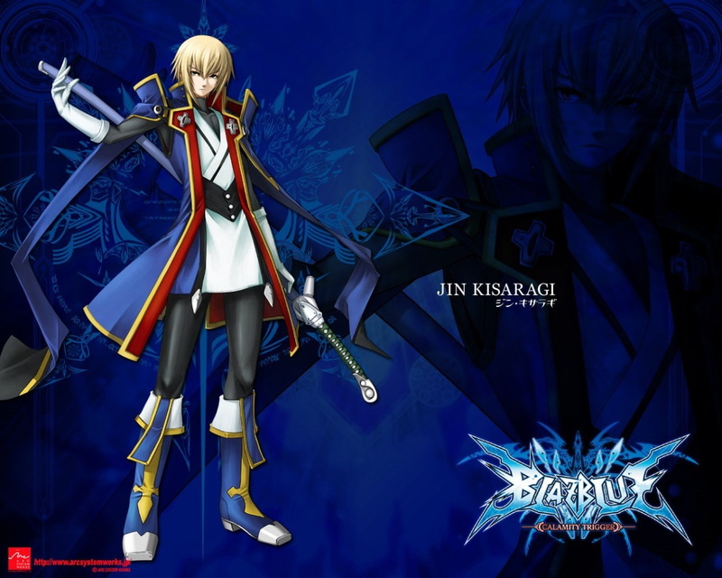illuminated, security, arts culture and entertainment, Blazblue, Jin Kisaragi, rock music, musical instrument, standing, playing, video games, night, blue