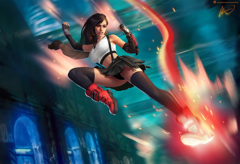 Mironishin Story, fan art, Tifa Lockhart, Final Fantasy VII, 1080P, video game characters, video game art