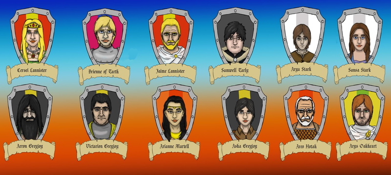 Arys Oakheart, Fantasy, Areo Hotah, Brienne Of Tarth, Aeron Greyjoy, Jaime Lannister, A Song Of Ice And Fire, Cersei Lannister, Samwell Tarly, Sansa Stark
