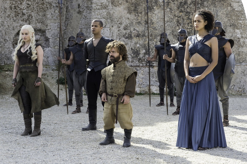 Tyrion Lannister, young women, standing, well-dressed, Grey Worm, real people, young adult, representation, Peter Dinklage, males, young men, group of people